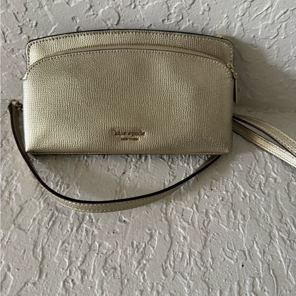 Kate Spade Gold Clutch with cross body strap